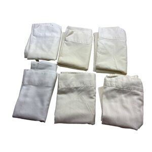Set Of 6 White Pillowcases 20" X 30" With Light Stains & Wrinkles 91g